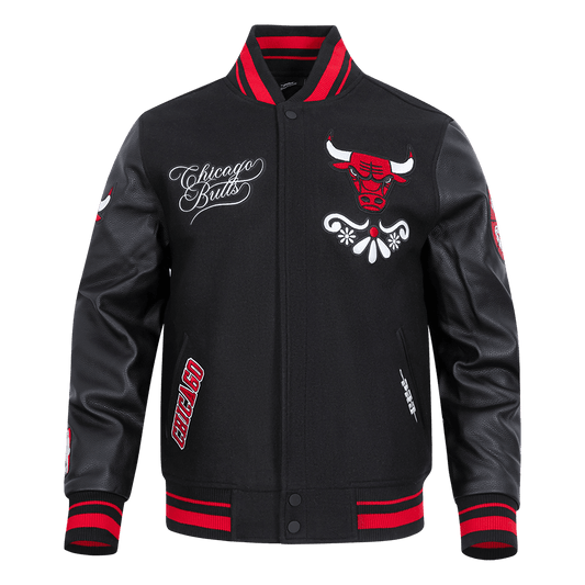 NBA CHICAGO BULLS SUGAR SKULL RIB WOOL VARSITY JACKET - Vox Leather