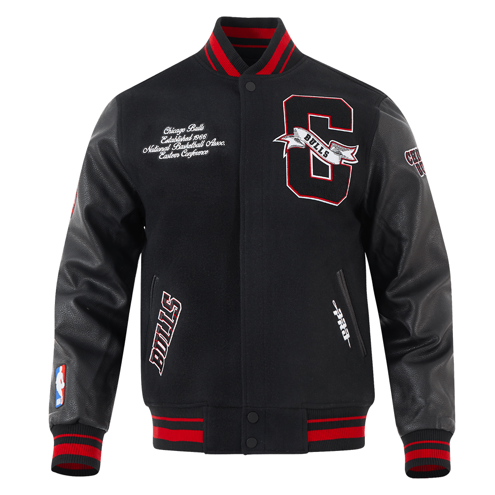 NBA CHICAGO BULLS TEAM PENNANTS WOOL VARSITY JACKET - Rare Leather