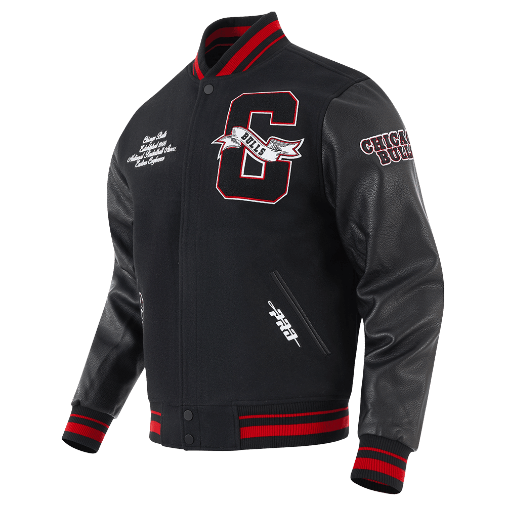 NBA CHICAGO BULLS TEAM PENNANTS WOOL VARSITY JACKET - Vox Leather