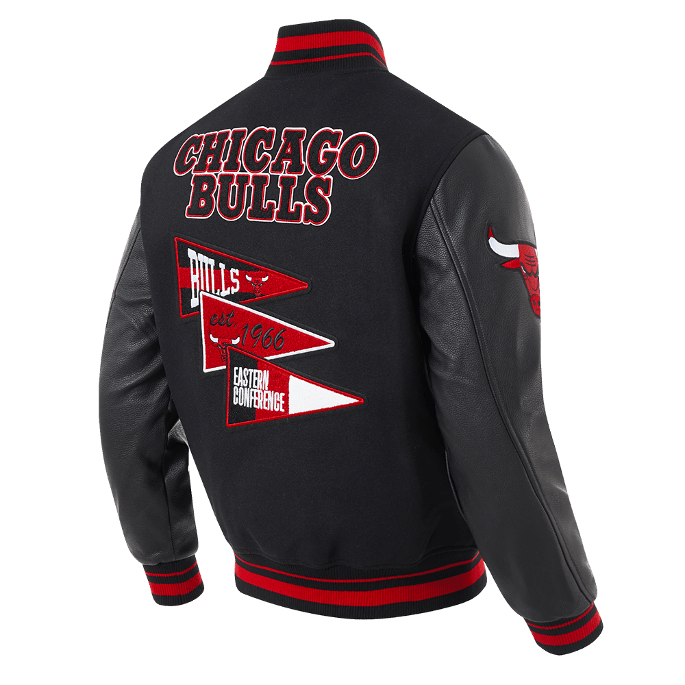 NBA CHICAGO BULLS TEAM PENNANTS WOOL VARSITY JACKET - Vox Leather