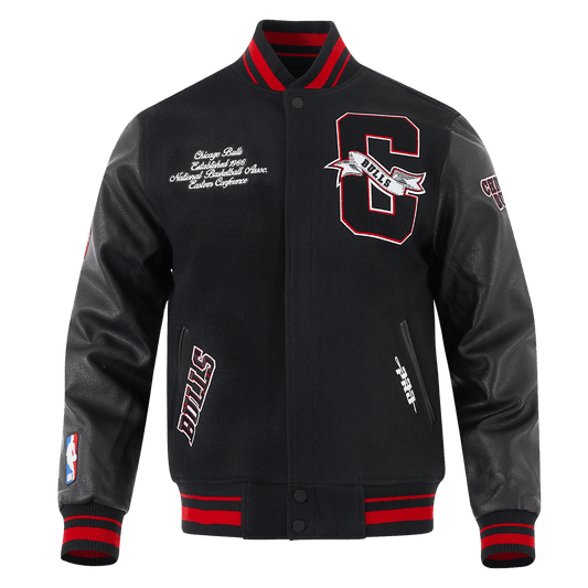 NBA CHICAGO BULLS TEAM PENNANTS WOOL VARSITY JACKET - Vox Leather
