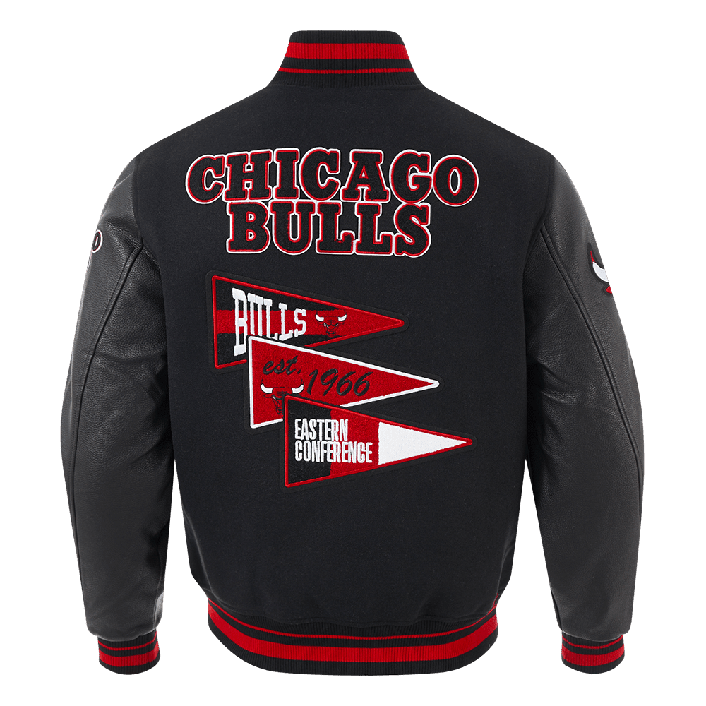 NBA CHICAGO BULLS TEAM PENNANTS WOOL VARSITY JACKET - Vox Leather