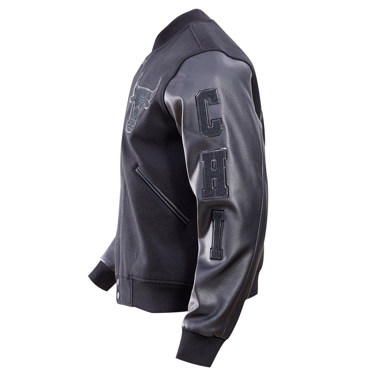 NBA CHICAGO BULLS TRIPLE BLACK VARSITY JACKET - Vox Leather
