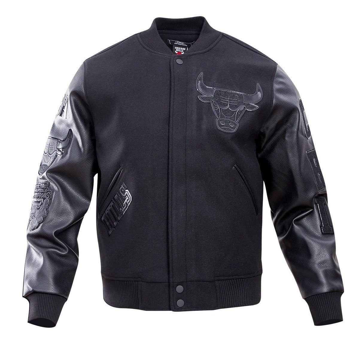 NBA CHICAGO BULLS TRIPLE BLACK VARSITY JACKET - Vox Leather