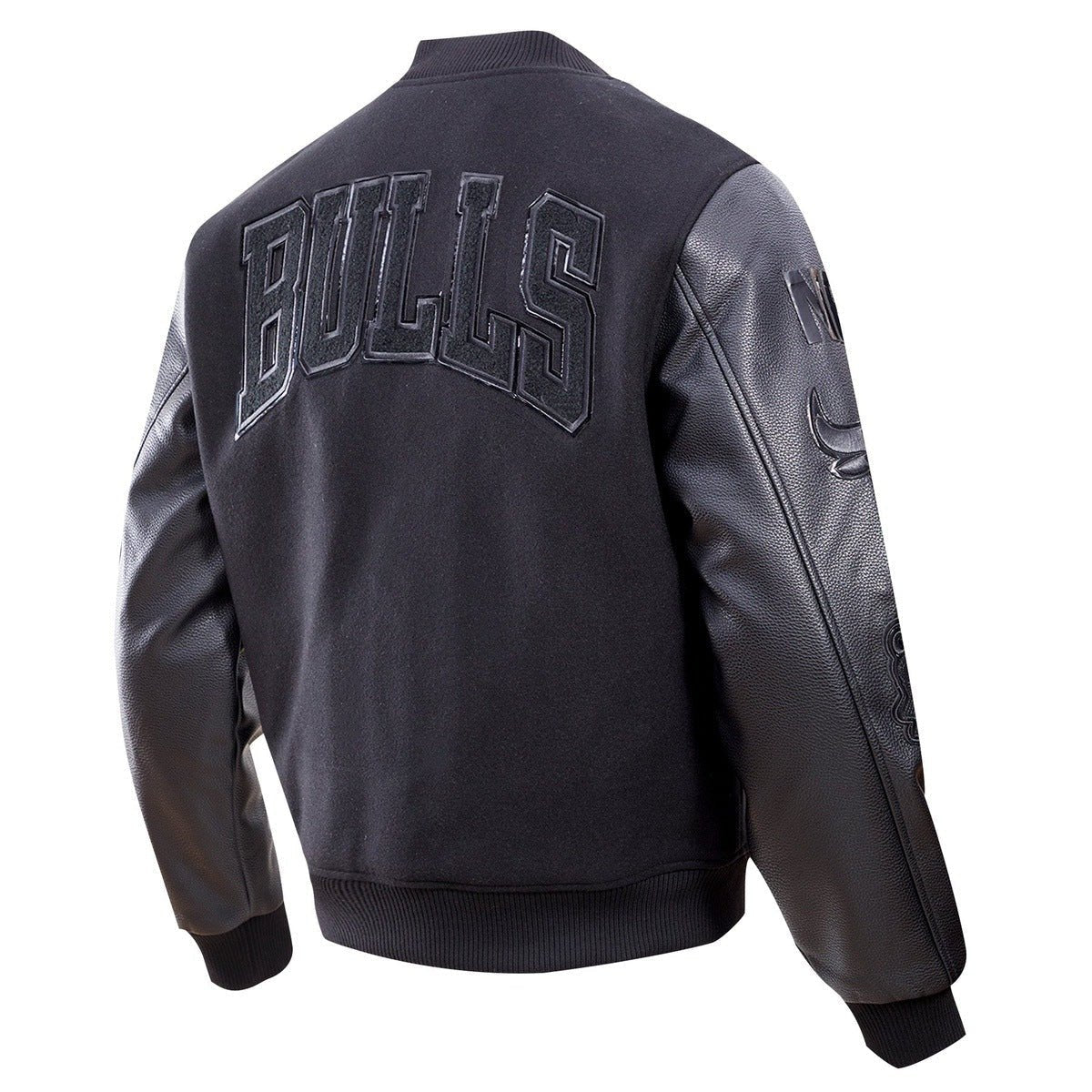 NBA CHICAGO BULLS TRIPLE BLACK VARSITY JACKET - Vox Leather