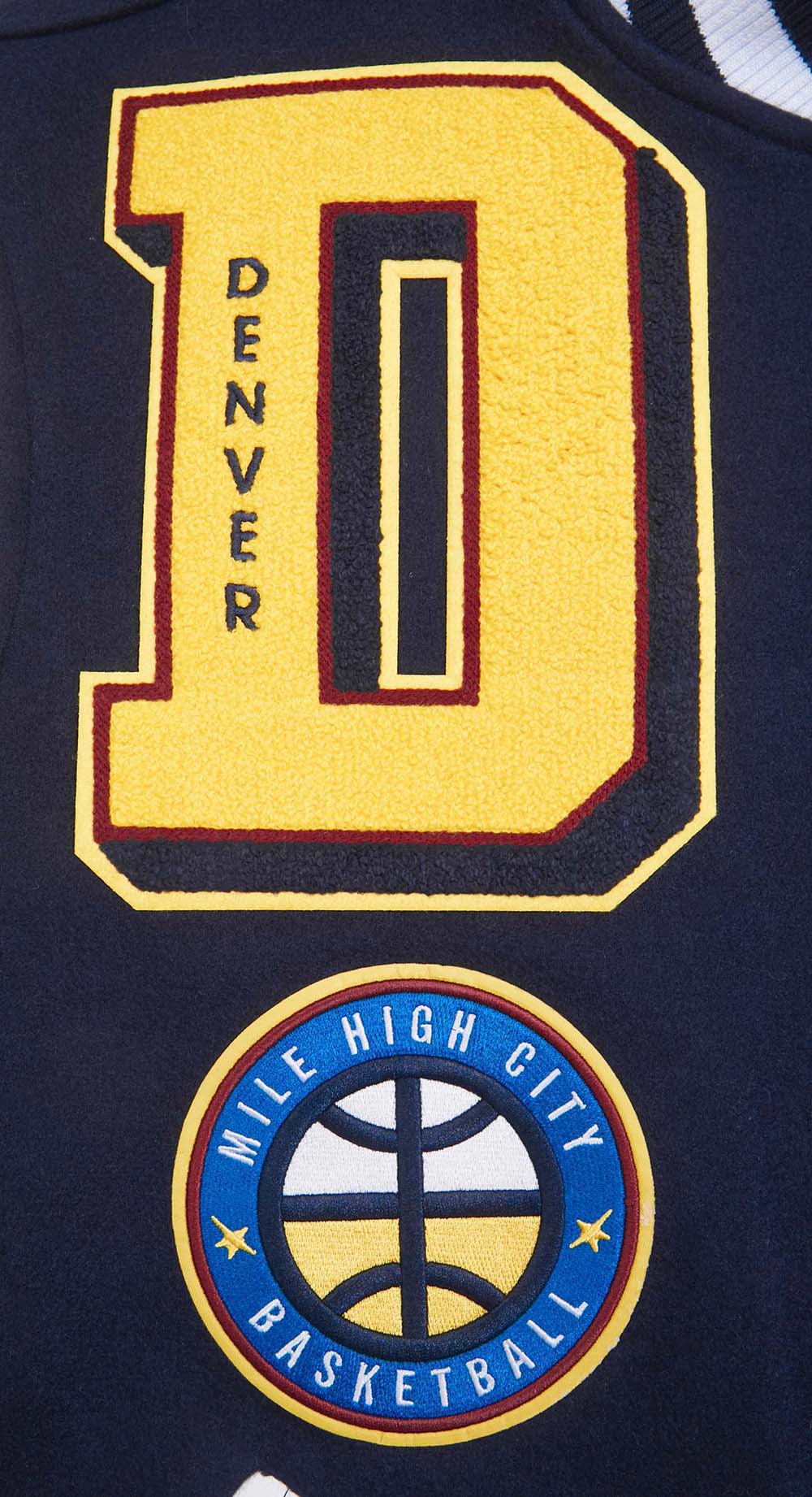 NBA DENVER NUGGETS MASHUP RIB WOOL VARSITY JACKET - Rare Leather