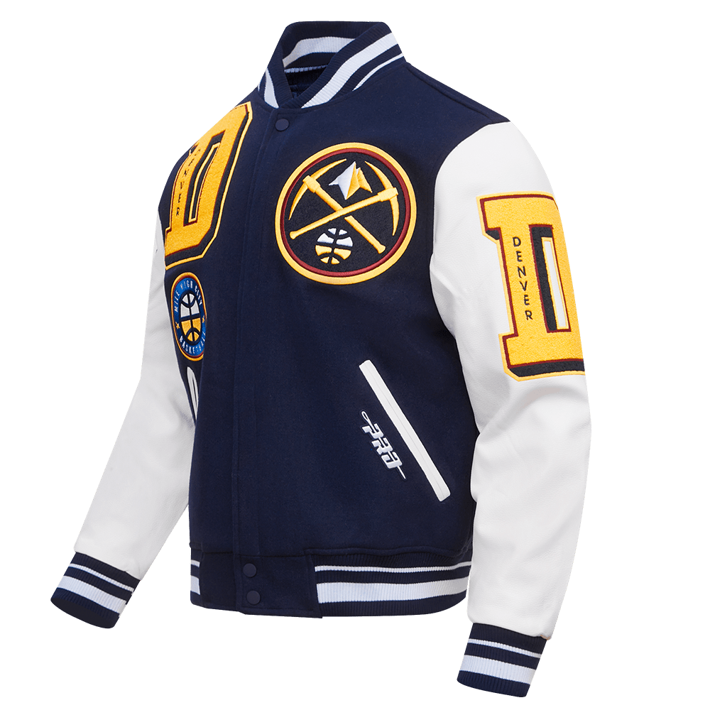 NBA DENVER NUGGETS MASHUP RIB WOOL VARSITY JACKET - Rare Leather