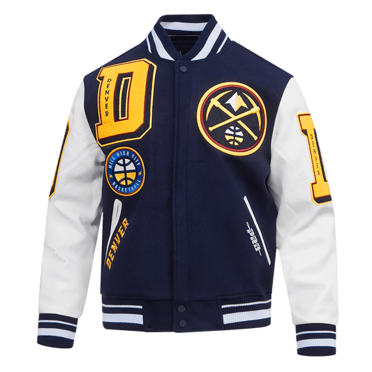 NBA DENVER NUGGETS MASHUP RIB WOOL VARSITY JACKET - Vox Leather