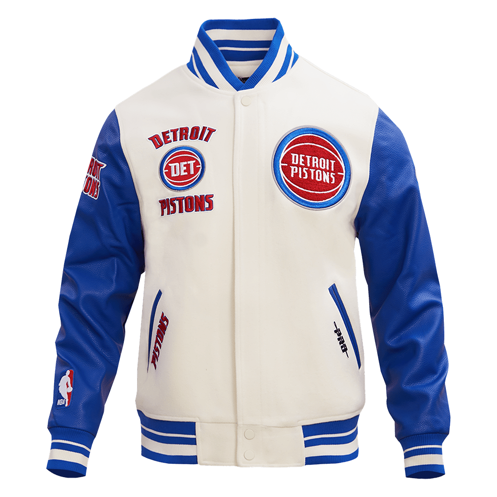 NBA DETROIT PISTONS RETRO CLASSIC RIB WOOL VARSITY JACKET - Rare Leather