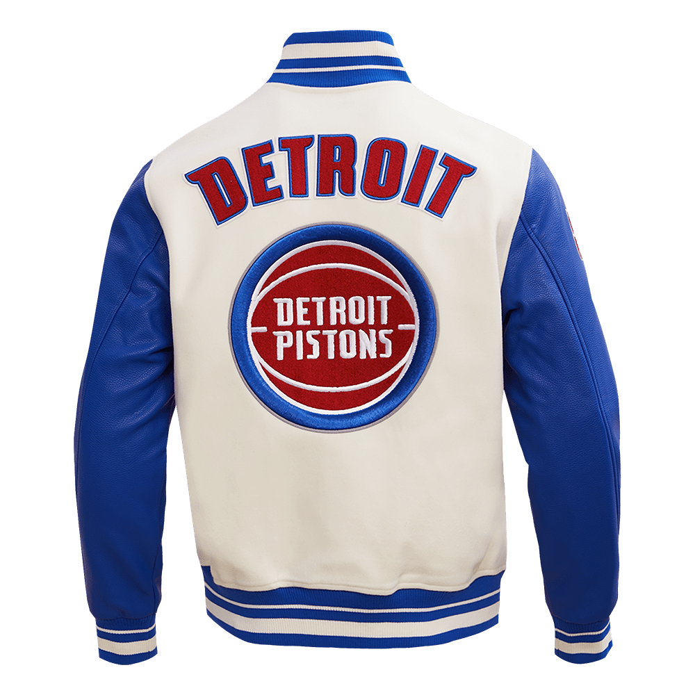 NBA DETROIT PISTONS RETRO CLASSIC RIB WOOL VARSITY JACKET - Rare Leather
