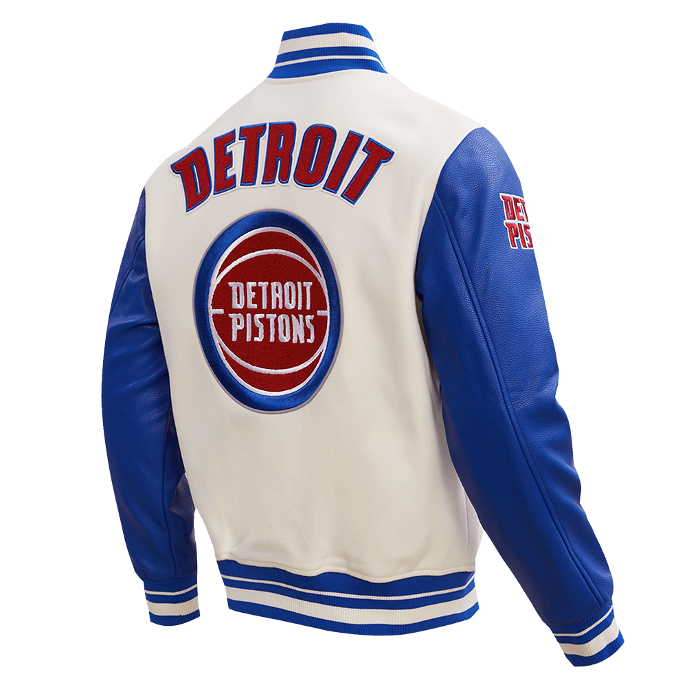 NBA DETROIT PISTONS RETRO CLASSIC RIB WOOL VARSITY JACKET - Rare Leather