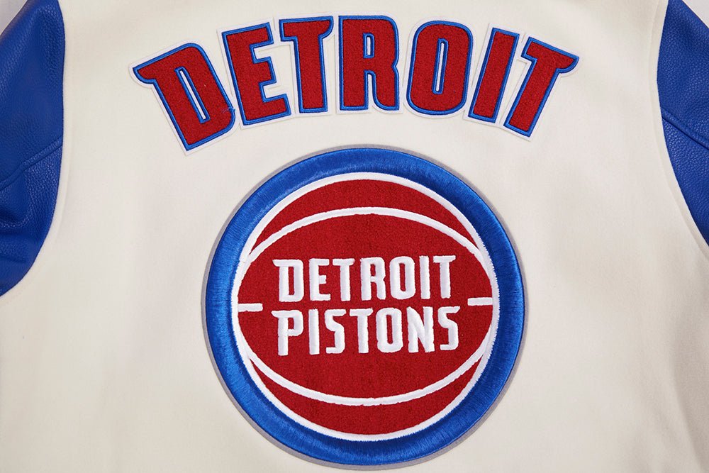 NBA DETROIT PISTONS RETRO CLASSIC RIB WOOL VARSITY JACKET - Rare Leather