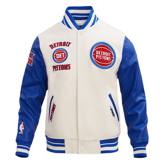 NBA DETROIT PISTONS RETRO CLASSIC RIB WOOL VARSITY JACKET - Vox Leather