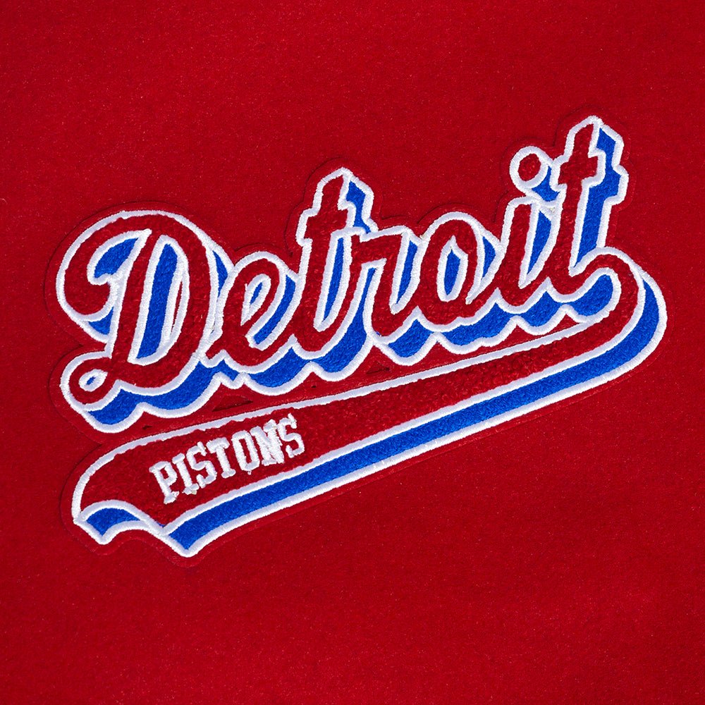 NBA DETROIT PISTONS SCRIPT TAIL MEN'S RIB WOOL VARSITY (RED/WHITE) - Rare Leather