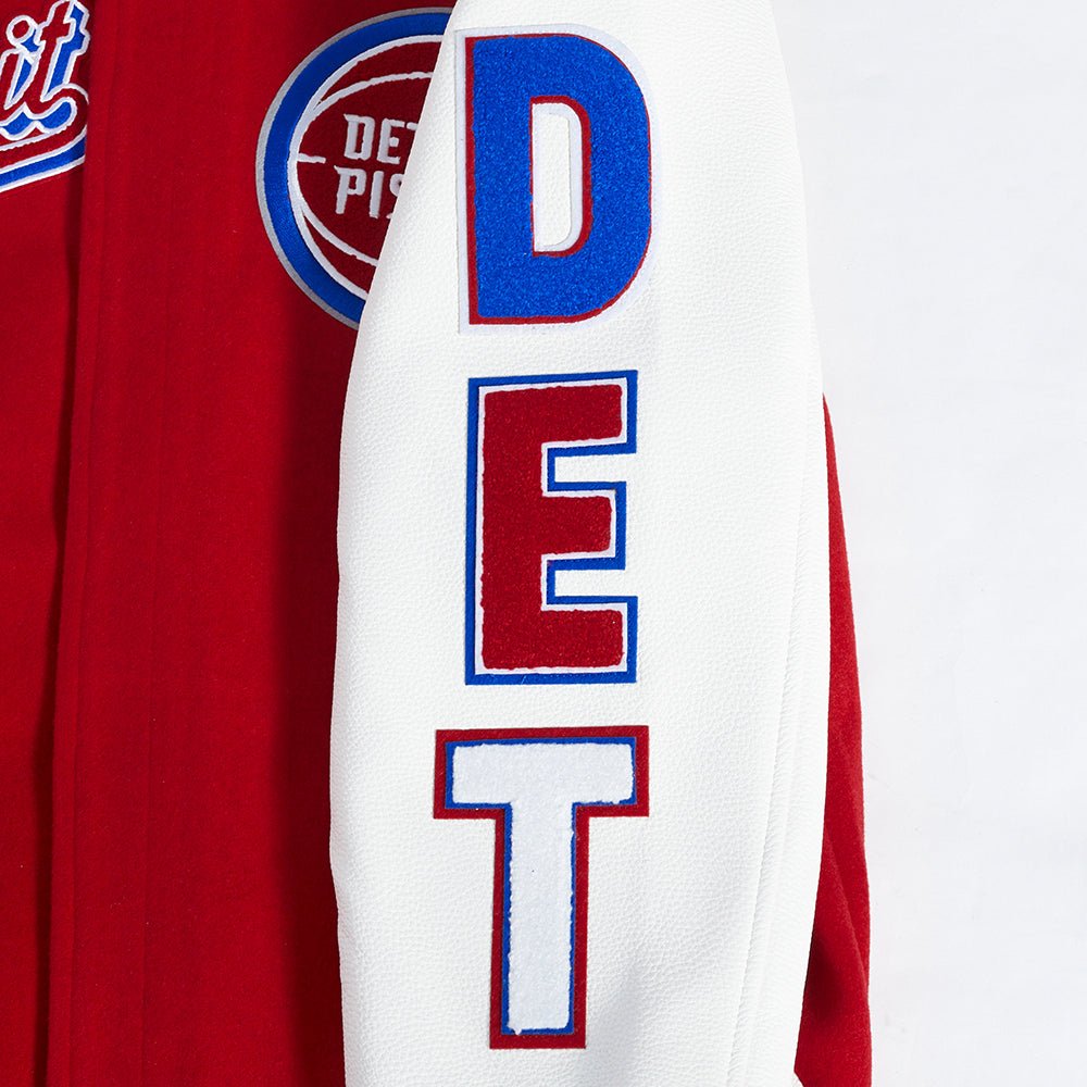 NBA DETROIT PISTONS SCRIPT TAIL MEN'S RIB WOOL VARSITY (RED/WHITE) - Rare Leather