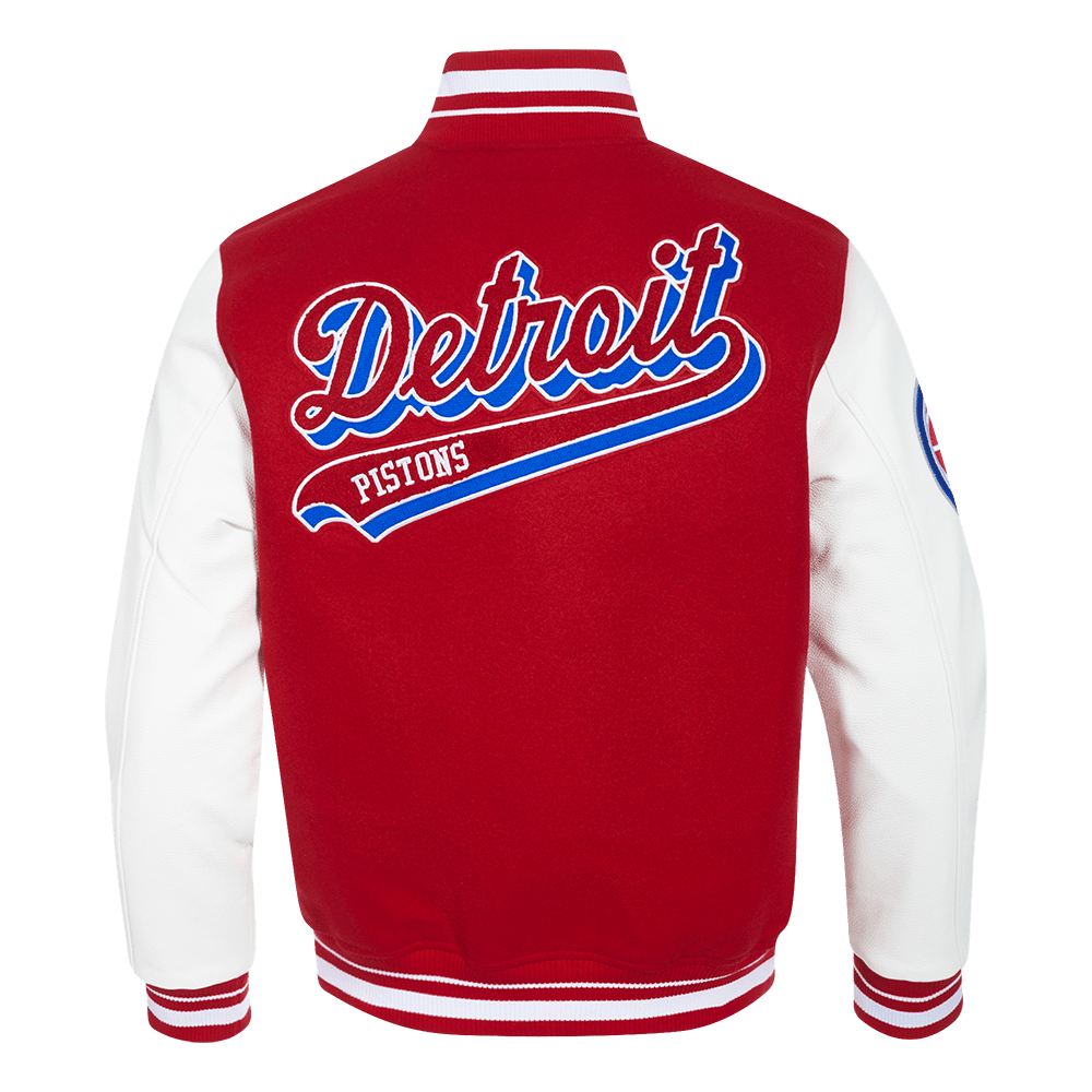 NBA DETROIT PISTONS SCRIPT TAIL MEN'S RIB WOOL VARSITY (RED/WHITE) - Rare Leather