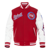 NBA DETROIT PISTONS SCRIPT TAIL MEN'S RIB WOOL VARSITY (RED/WHITE) - Rare Leather