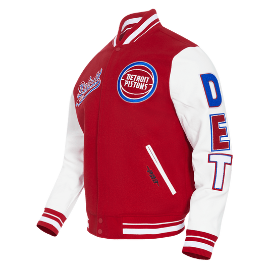 NBA DETROIT PISTONS SCRIPT TAIL MEN'S RIB WOOL VARSITY (RED/WHITE) - Rare Leather