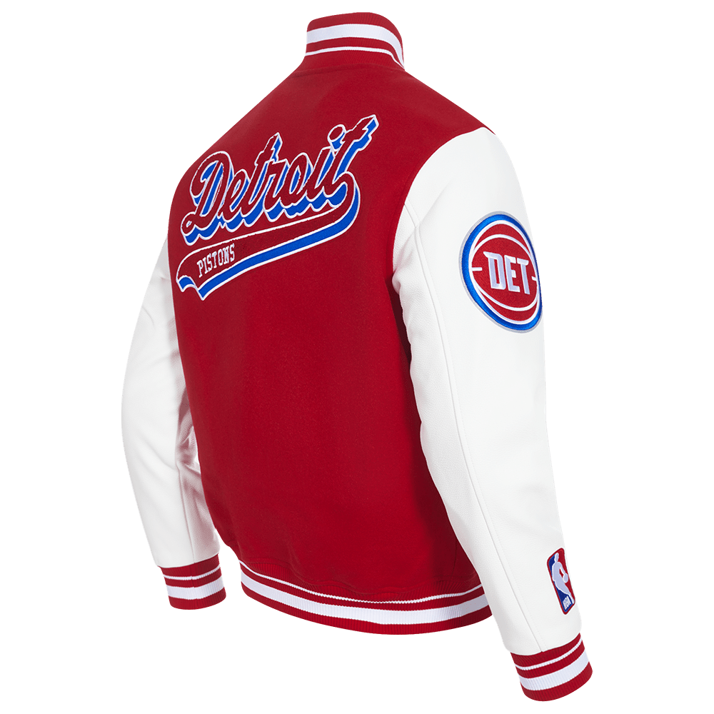 NBA DETROIT PISTONS SCRIPT TAIL MEN'S RIB WOOL VARSITY (RED/WHITE) - Rare Leather