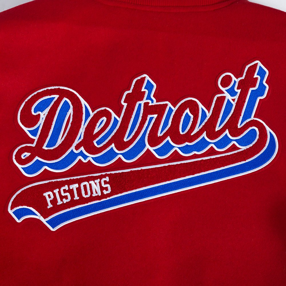 NBA DETROIT PISTONS SCRIPT TAIL MEN'S RIB WOOL VARSITY (RED/WHITE) - Rare Leather