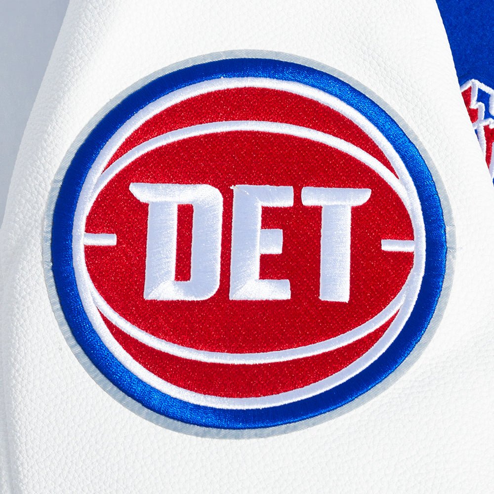 NBA DETROIT PISTONS SCRIPT TAIL MEN'S RIB WOOL VARSITY (ROYAL BLUE/RED) - Rare Leather
