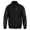 NBA DETROIT PISTONS TRIPLE BLACK WOOL VARSITY JACKET - Rare Leather