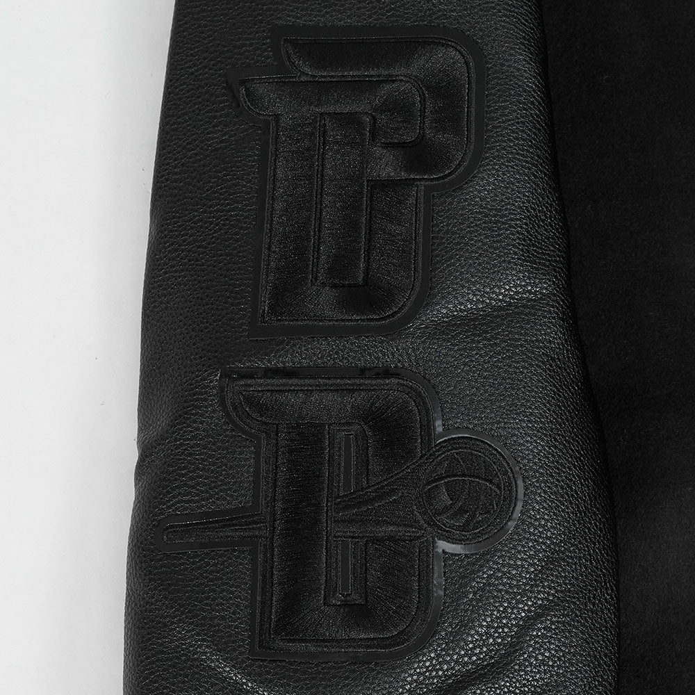 NBA DETROIT PISTONS TRIPLE BLACK WOOL VARSITY JACKET - Rare Leather