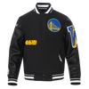 NBA GOLDEN STATE WARRIORS OLD ENGLISH RIB WOOL VARSITY JACKET - Rare Leather