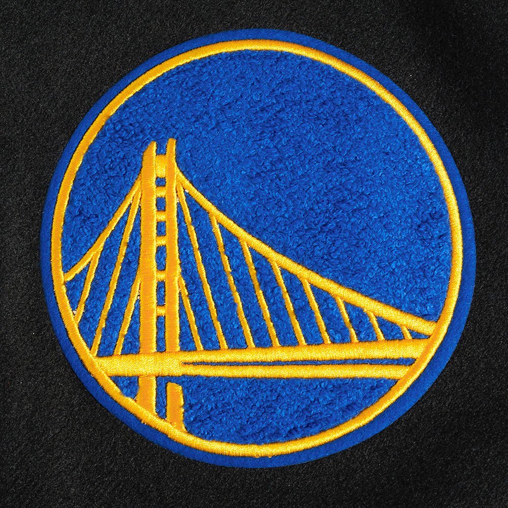 NBA GOLDEN STATE WARRIORS OLD ENGLISH RIB WOOL VARSITY JACKET - Vox Leather