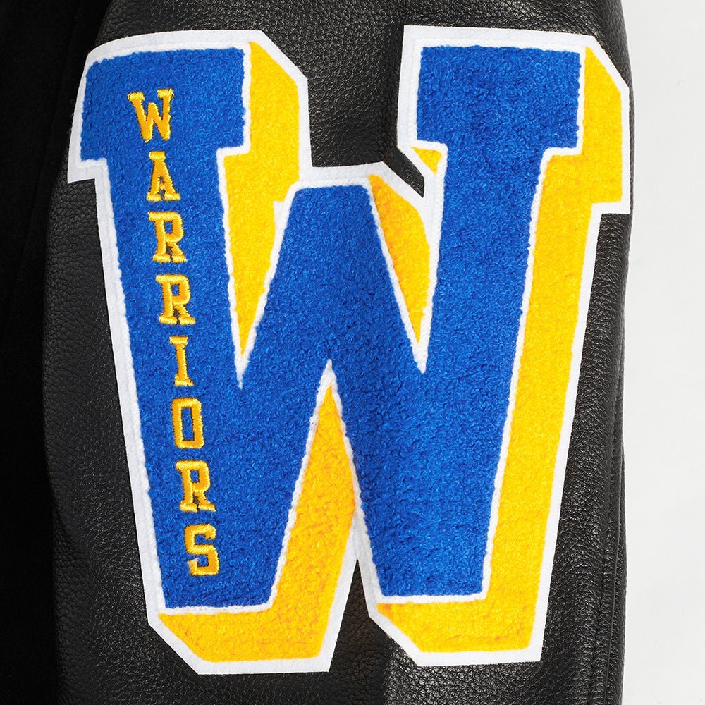 NBA GOLDEN STATE WARRIORS OLD ENGLISH RIB WOOL VARSITY JACKET - Vox Leather