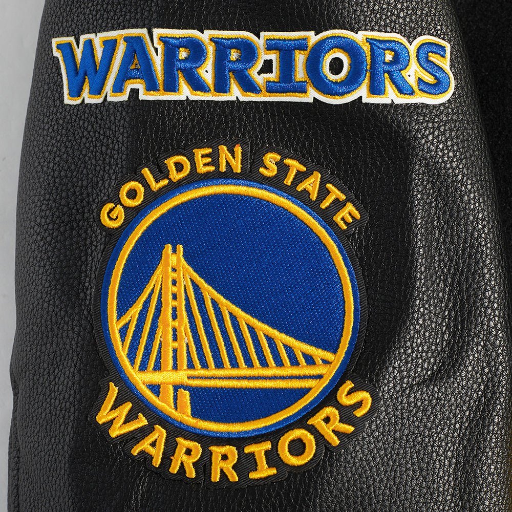 NBA GOLDEN STATE WARRIORS OLD ENGLISH RIB WOOL VARSITY JACKET - Vox Leather
