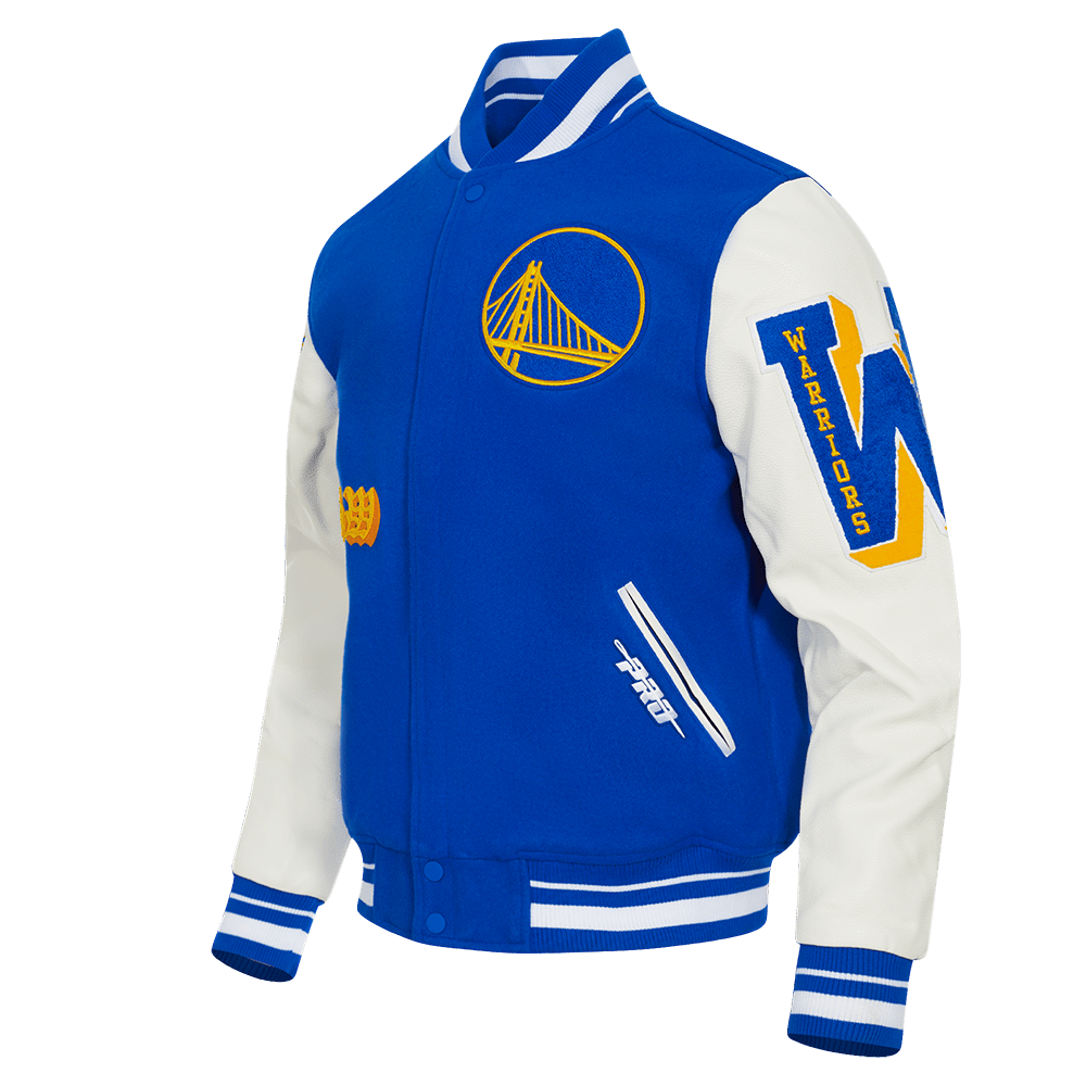 NBA GOLDEN STATE WARRIORS OLD ENGLISH WOOL VARSITY JACKET - Rare Leather