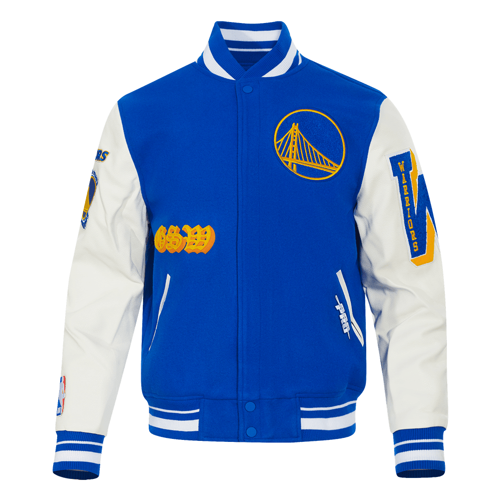 NBA GOLDEN STATE WARRIORS OLD ENGLISH WOOL VARSITY JACKET - Vox Leather