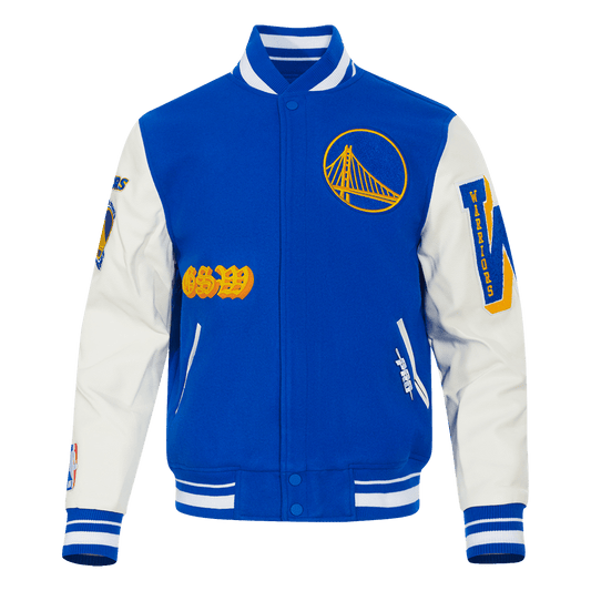 NBA GOLDEN STATE WARRIORS OLD ENGLISH WOOL VARSITY JACKET - Vox Leather