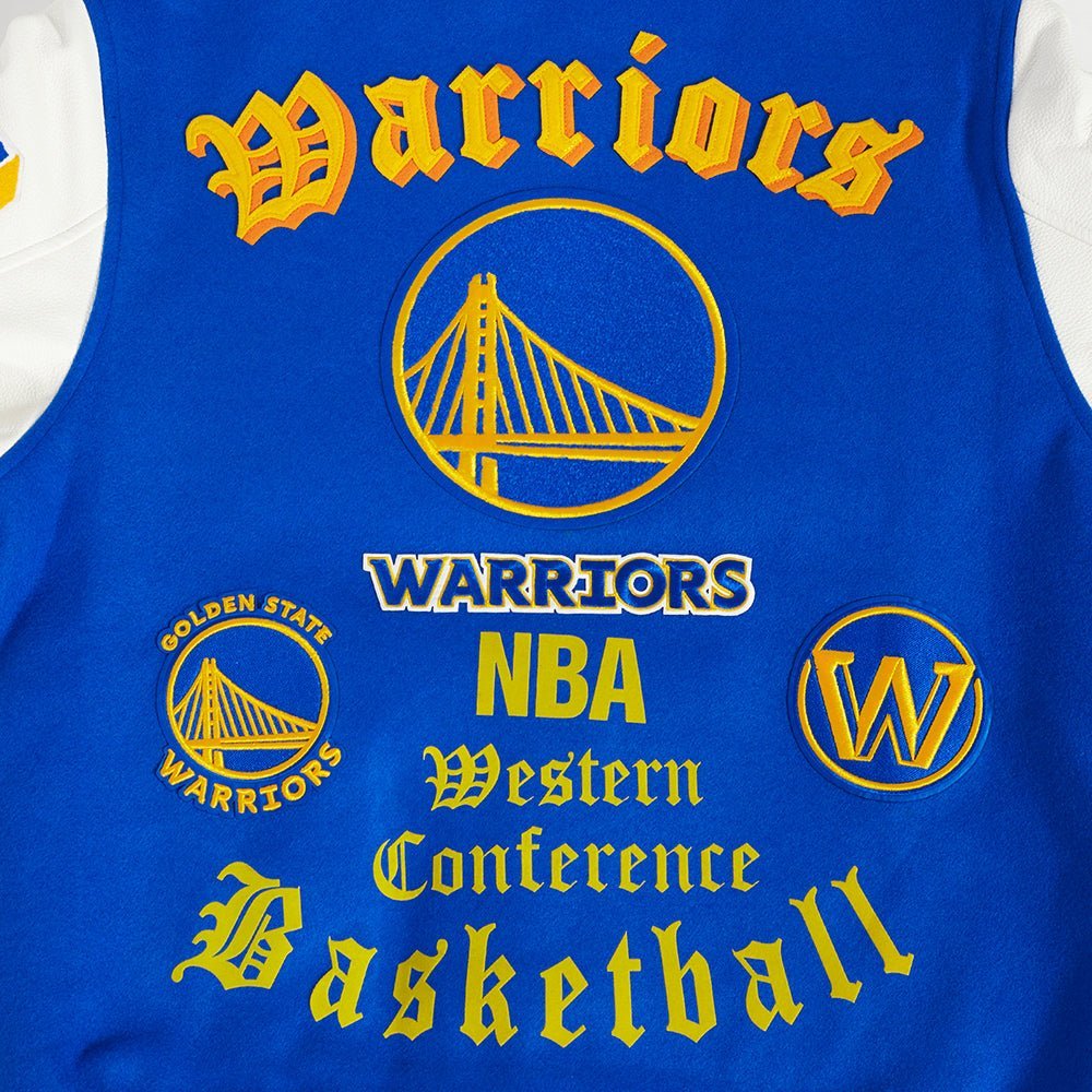 NBA GOLDEN STATE WARRIORS OLD ENGLISH WOOL VARSITY JACKET - Vox Leather