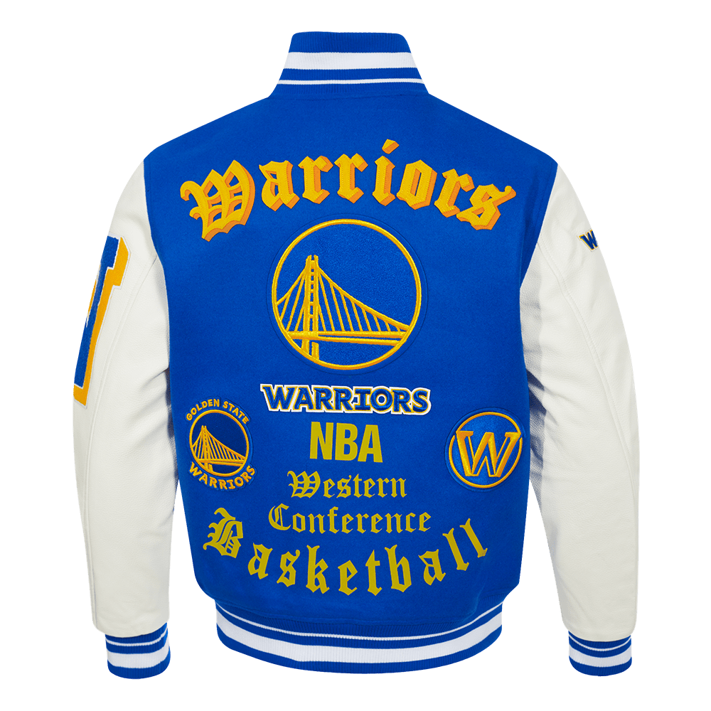 NBA GOLDEN STATE WARRIORS OLD ENGLISH WOOL VARSITY JACKET - Vox Leather