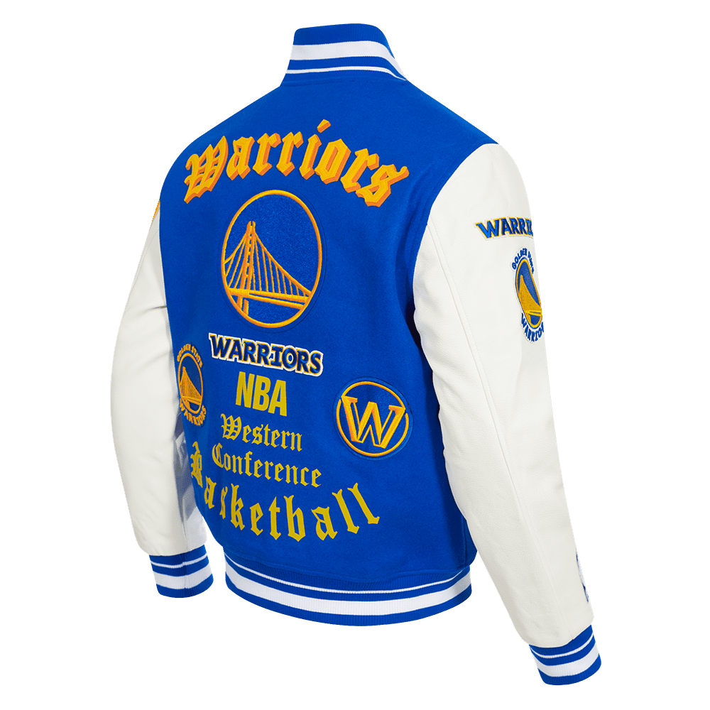 NBA GOLDEN STATE WARRIORS OLD ENGLISH WOOL VARSITY JACKET - Vox Leather