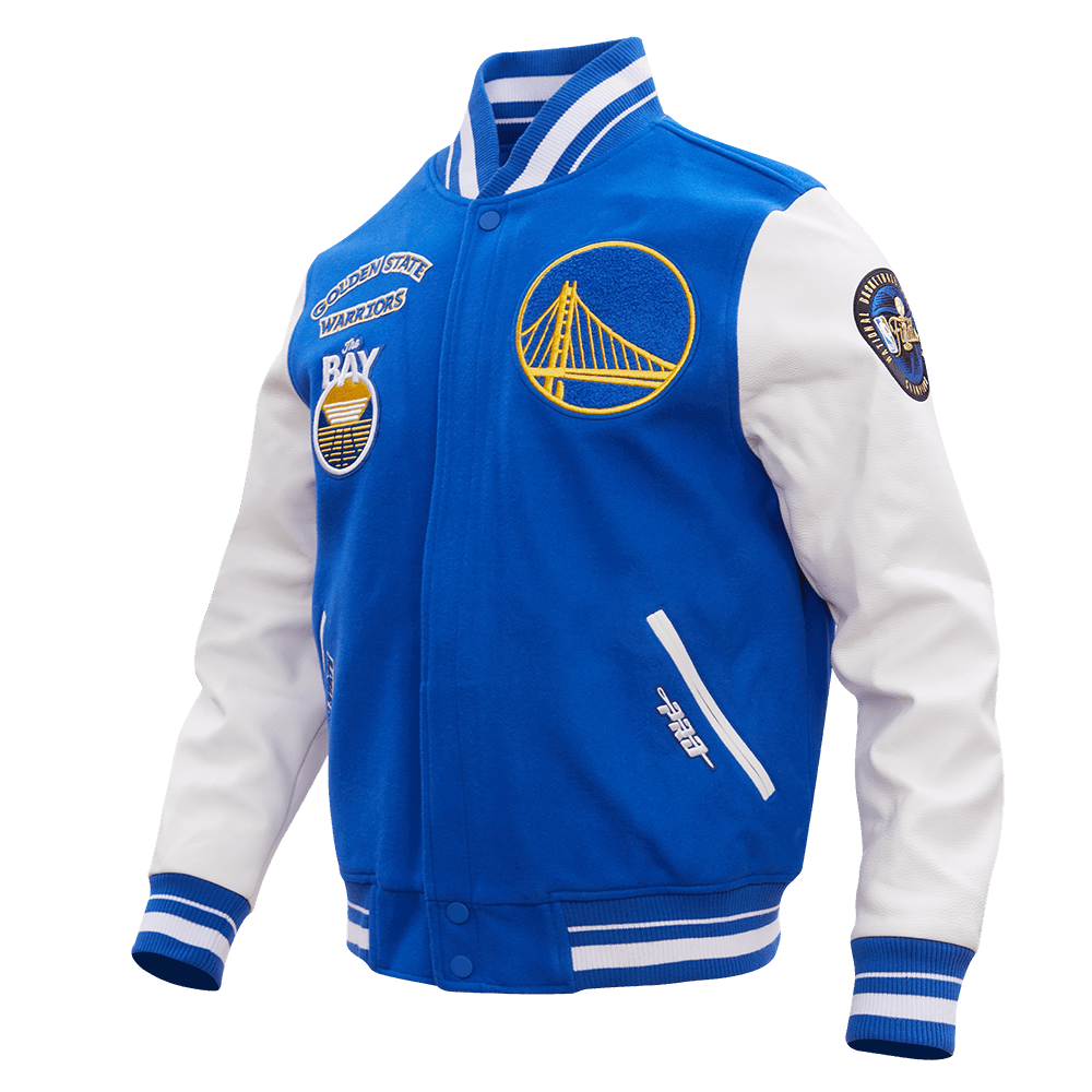 NBA GOLDEN STATE WARRIORS RETRO CLASSIC RIB WOOL VARSITY JACKET - Rare Leather
