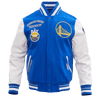NBA GOLDEN STATE WARRIORS RETRO CLASSIC RIB WOOL VARSITY JACKET - Rare Leather