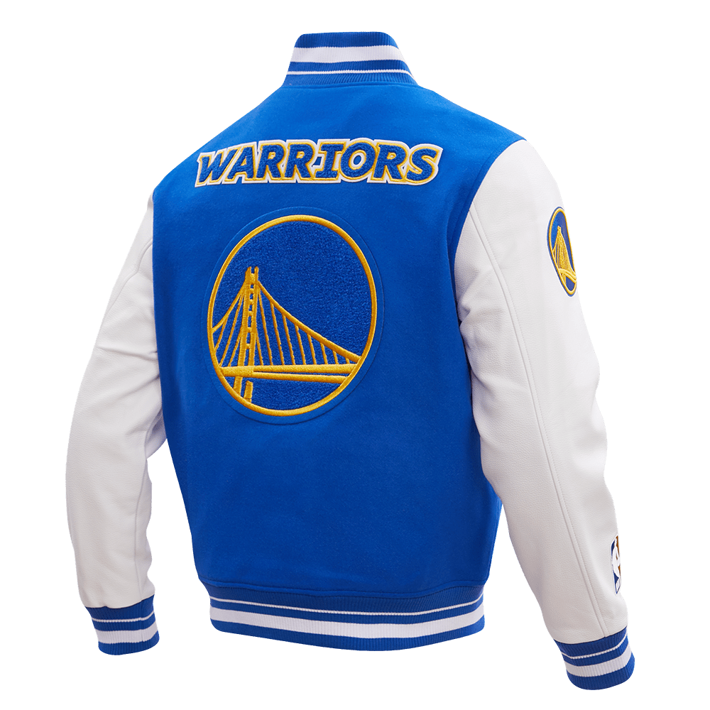 NBA GOLDEN STATE WARRIORS RETRO CLASSIC RIB WOOL VARSITY JACKET - Rare Leather