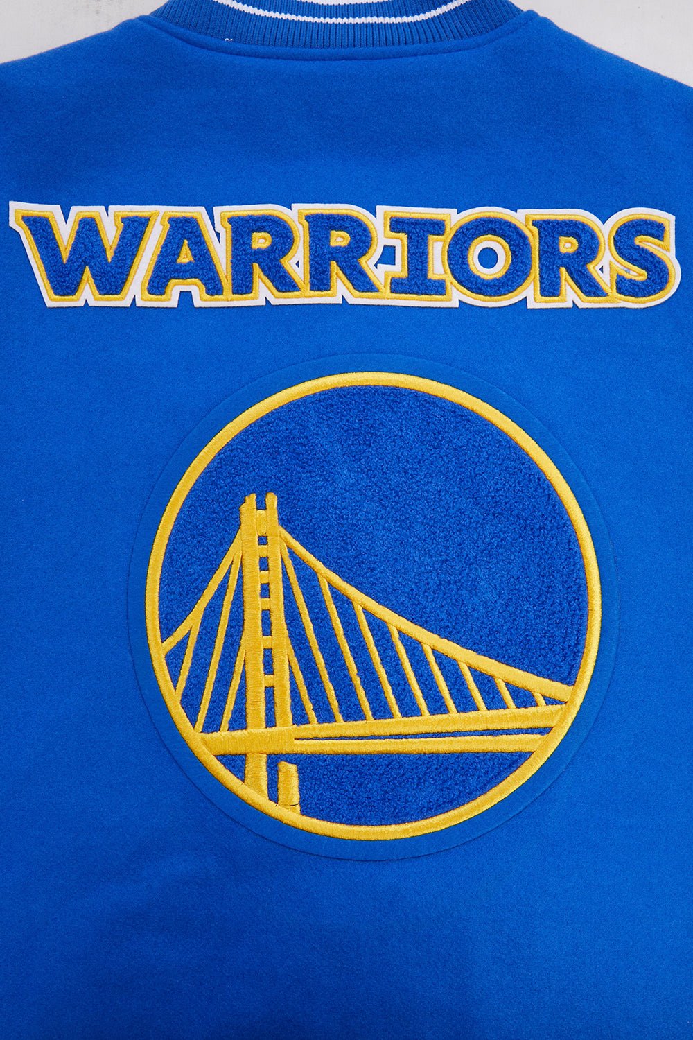 NBA GOLDEN STATE WARRIORS RETRO CLASSIC RIB WOOL VARSITY JACKET - Rare Leather