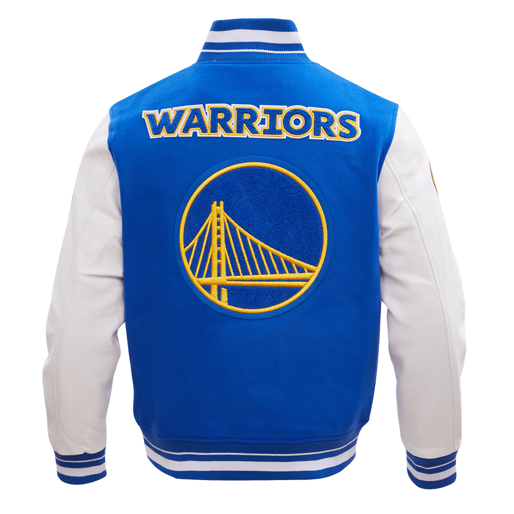 NBA GOLDEN STATE WARRIORS RETRO CLASSIC RIB WOOL VARSITY JACKET - Rare Leather
