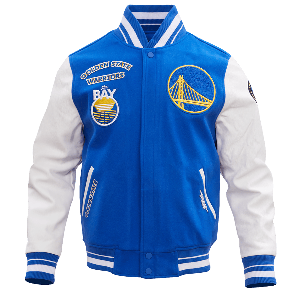 NBA GOLDEN STATE WARRIORS RETRO CLASSIC RIB WOOL VARSITY JACKET - Vox Leather