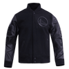 NBA GOLDEN STATE WARRIORS TRIPLE BLACK VARSITY JACKET - Rare Leather