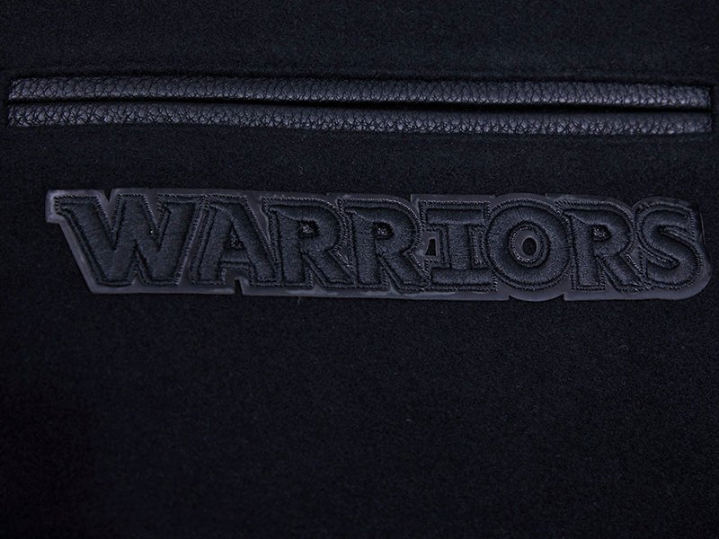 NBA GOLDEN STATE WARRIORS TRIPLE BLACK VARSITY JACKET - Vox Leather