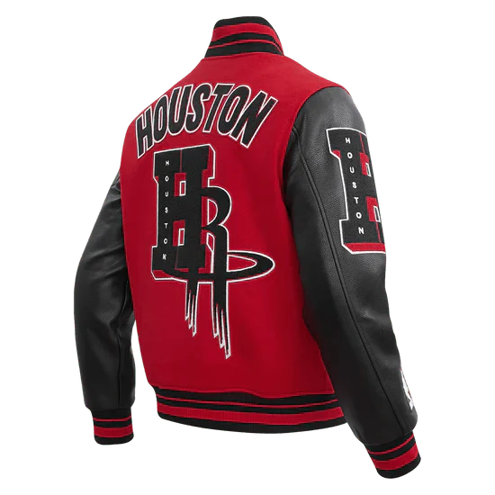 NBA Houston Rockets Mashup Men's Rib Wool Varsity Jacket - Rare Leather