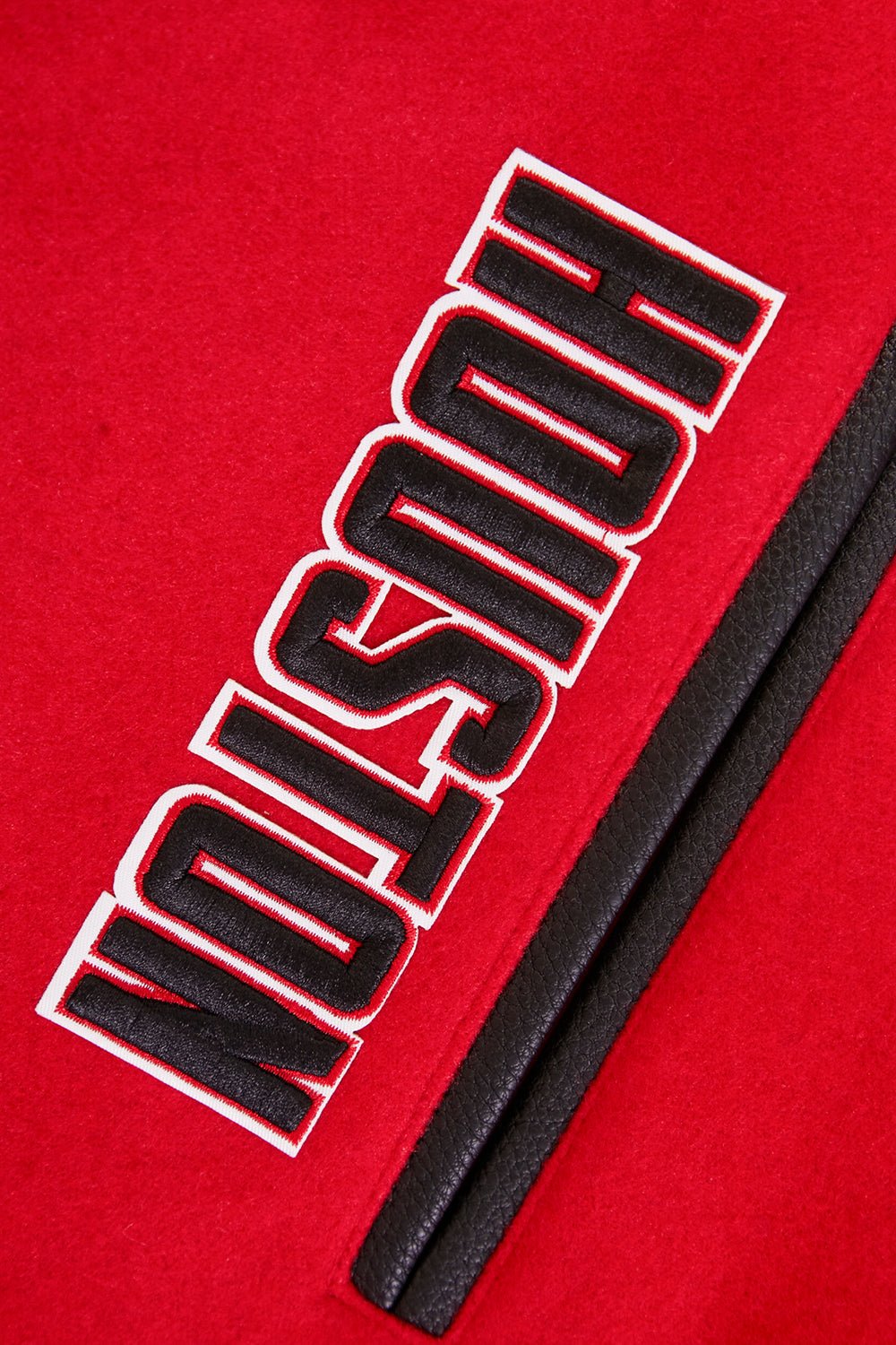 NBA HOUSTON ROCKETS RETRO CLASSIC MEN'S RIB WOOL VARSITY JACKET (RED/BLACK) - Rare Leather