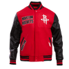 NBA HOUSTON ROCKETS RETRO CLASSIC MEN'S RIB WOOL VARSITY JACKET (RED/BLACK) - Rare Leather