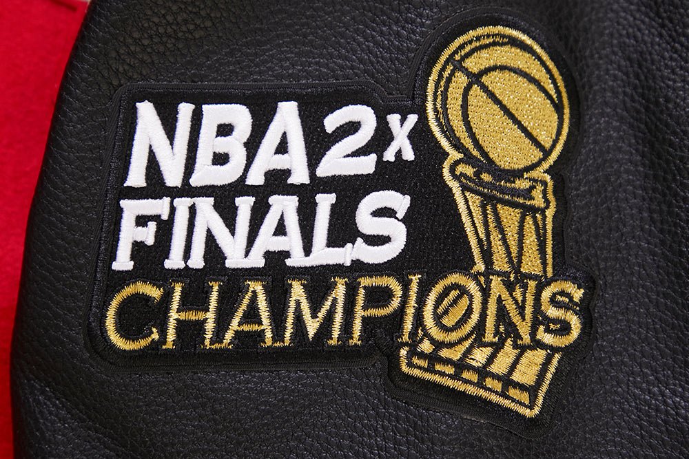 NBA HOUSTON ROCKETS RETRO CLASSIC MEN'S RIB WOOL VARSITY JACKET (RED/BLACK) - Rare Leather