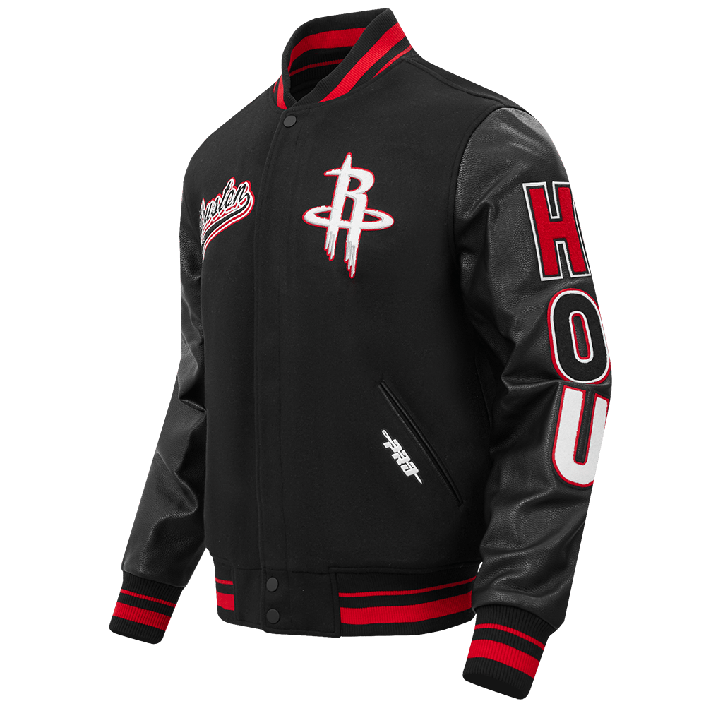 NBA HOUSTON ROCKETS SCRIPT TAIL WOOL VARSITY - Rare Leather